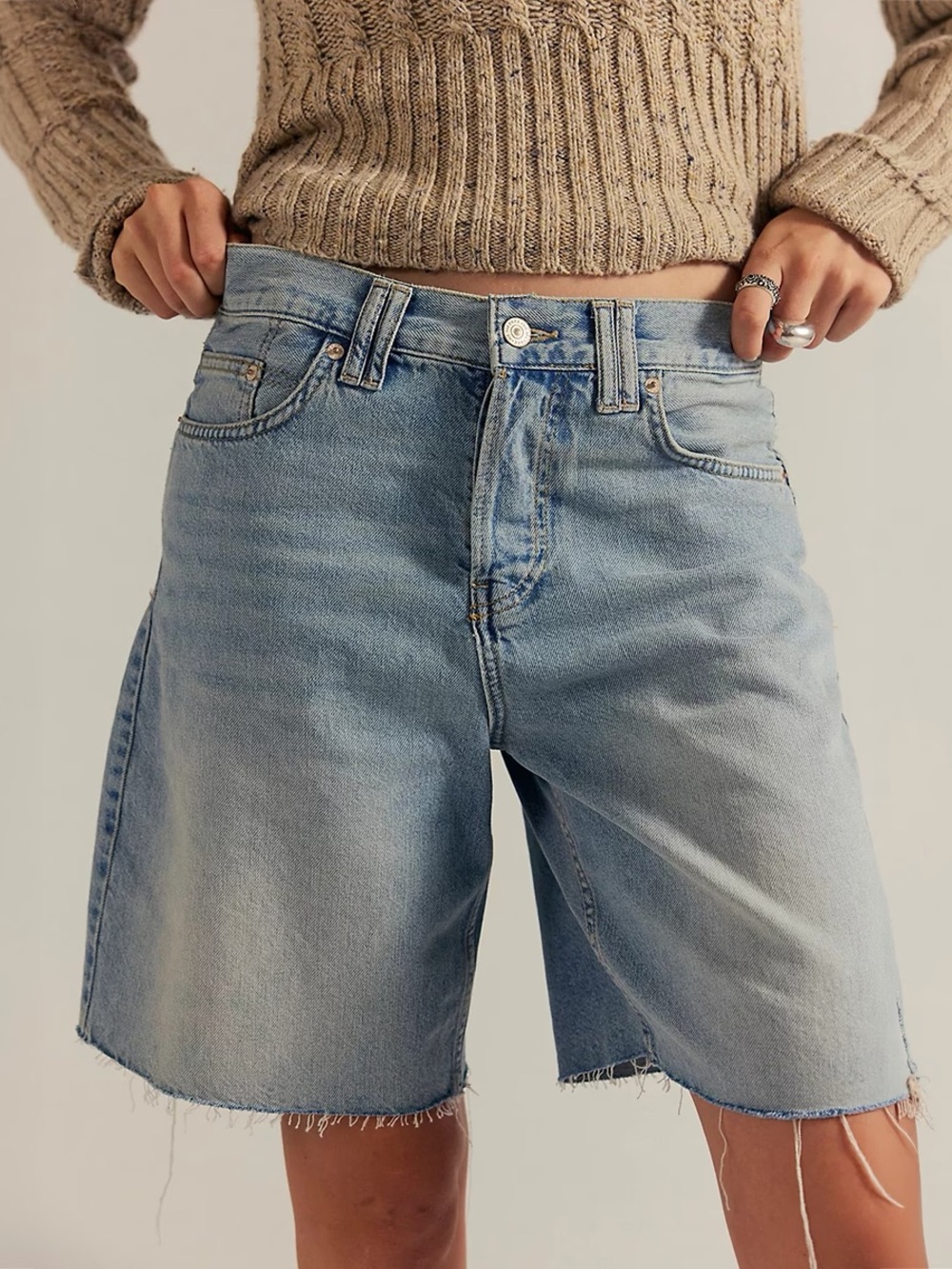 Free People Light Blue Denim Bermuda Shorts